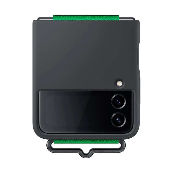 Samsung silicone cover con correa black&green / funda samsung galaxy z flip4