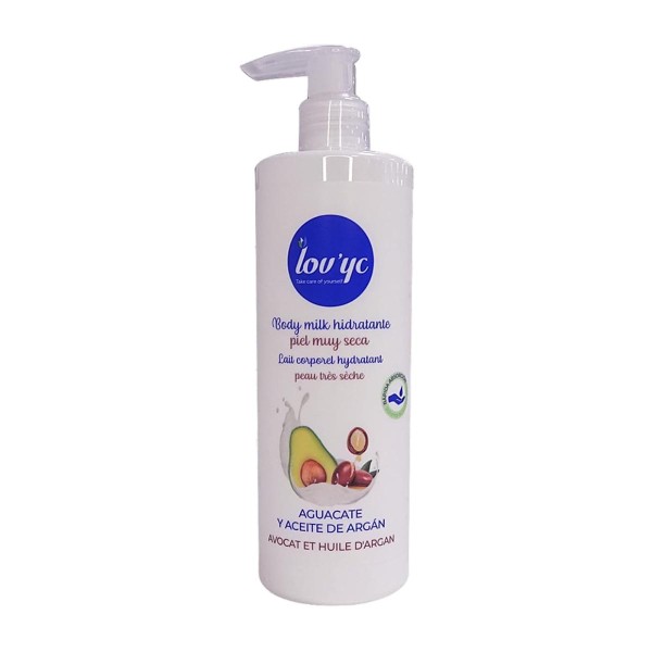 Lovyc aguacate y aceite de argan leche corporal hidratante piel muy seca 400ml