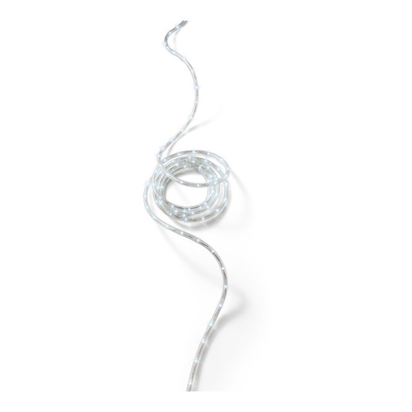 Cordón de luces led blanco frio, uso exterior, 216 leds, 8 funciones, alambre plateado, 9 m